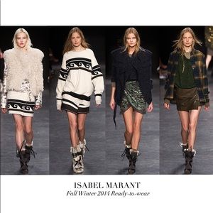 Isabel Marant NIA Gray Leather and Rabbit Fur Flat Boots